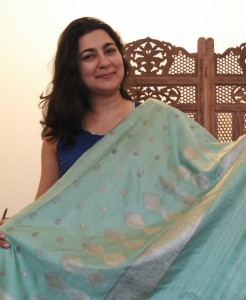 Holding up Ammiji's sari