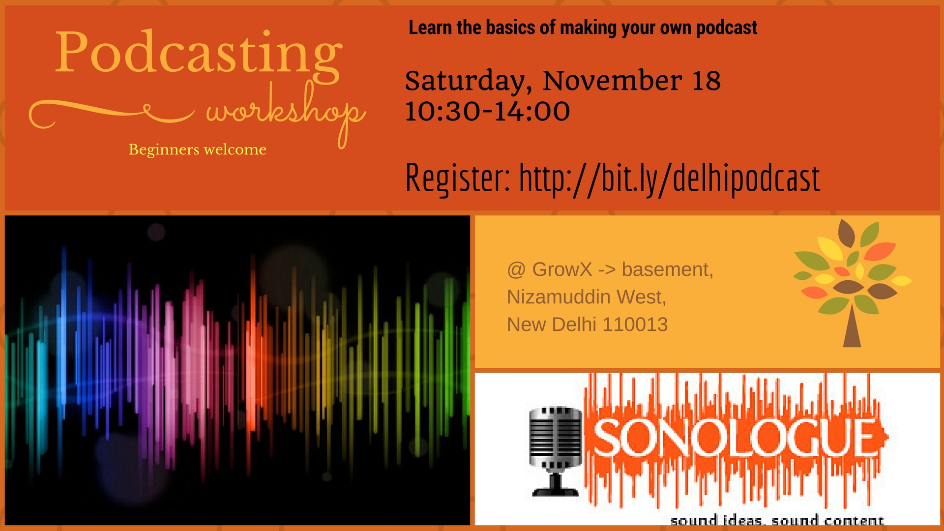 Nov 2017 Delhi Podcasting 101 poster